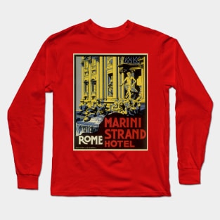 Vintage Travel Poster from Marini Strand Hotel Long Sleeve T-Shirt